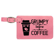 Enthoozies Grumpy Before Coffee Laser Engraved Luggage Tag - 2.75 Inches x 4.5 Inches