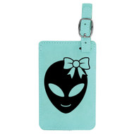 Enthoozies Happy Female Alien Laser Engraved Luggage Tag - 2.75 Inches x 4.5 Inches