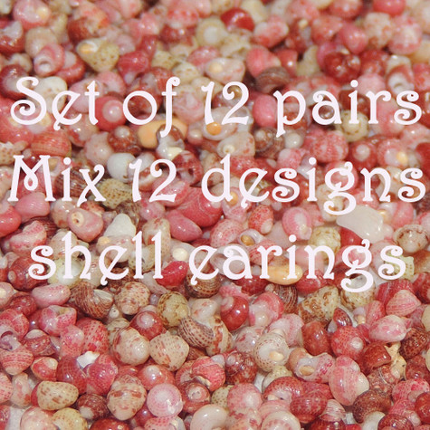 Set of 12 pairs mix 12 designs shell earrings