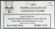 Atlas O 3-rail 90" Railroad Crossing for curved sectional track