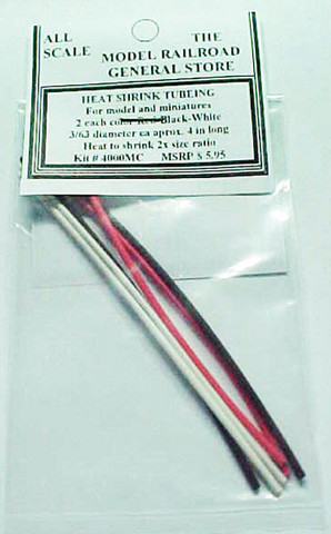Heat Shrink Mini Tube Package 3/64 in dia. 2 each, 3 colors (Red/Black/White) 