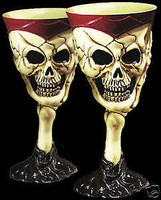 2 Gothic Skull Goblets Halloween Party Prop Decoration