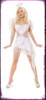 Sexy Playboy Hef's Angel White Dress w/ Accessories Halloween Costume