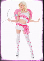 Sexy Playboy Cupid Angel White & Pink Dress w/ Accessories Halloween Costume