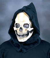 Hooded Skull Reaper Skeleton Moving Mouth Comfort Halloween Costume Mask