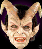 Elegant Devil Evil Demon w/ Hair Halloween Mask Costume