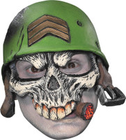 Sergeant Face Vinyl Halloween Costume Half Cap & Mask