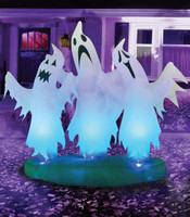 6' tall 3 Floating Ghosts Air blown Inflatable Ghost Trio Halloween Yard Decor