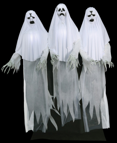 Life Size Animated Spirit Entity Ghost Trio 3 Ghosts Halloween Prop Decor