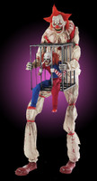 7' tall life Size Animated Cagey Clown holding Cage w/ Clown Halloween Prop