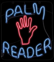 Palm Reader Vibrant Glow Flickering Neon type LED  light 22" Sign Halloween Prop Grave Decoration