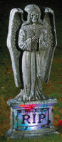 24" Gothic Angel Lightup Graveyard Cemetery Halloween Tombstone Headstone Decor Prop