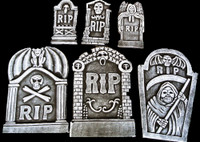 6 piece kit RIP Graveyard Cemetery Halloween Tombstone Headstone Decor Prop