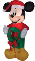 42" tall Lighted Mickey Mouse Disney w/ Wreath air blown airblown Inflatable Christmas Yard Decor Decoration