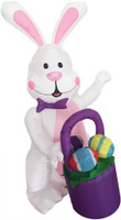 4ft Airblown Inflatable Pink Easter Inflate Bunny Rabbit w Basket Yard Decor Decoration