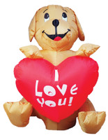 4ft Airblown Red I Love You Dog w Heart Inflatable LED Valentines Day Inflate Yard Decor Decoration