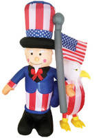6 ft Airblown Uncle Sam w Eagle Inflatable Patriotic 4th of July Independence Day Inflate Yard Decor Decoration