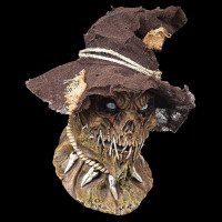Possessed Scarecrow with Burlap Hat Evil Halloween Costume Mask