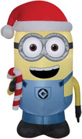 42" tall Lighted air blown airblown Minion Dave w/ Candy Cane Inflatable Christmas Despicables  Yard Decor Outdoor Decoration