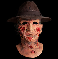 Deluxe Nightmare On Elm Street Freddy Krueger with Fedora Hat Halloween Costume Mask