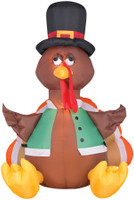 4 ft tall LED Lighted Happy Turkey air blown airblown Inflatable Thanksgiving Pilgrim Yard Decor Outdoor Decoration