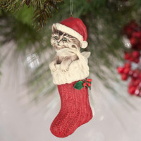 Bethany Lowe Santa Claws Ornament A Child's Christmas Cat in Stocking Decoration