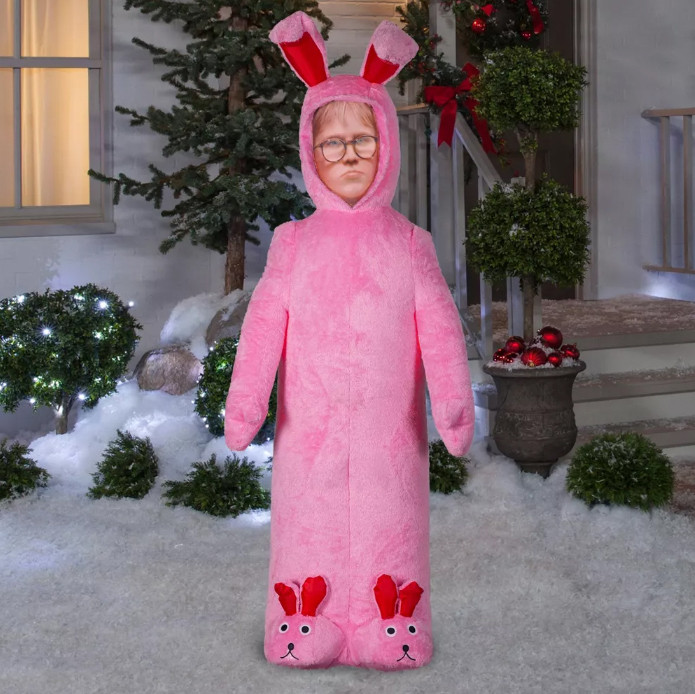 Photorealistic 6' airblown Ralphie Christmas Story w/Fuzzy Plush Pink Bunny  Suite Inflatable Yard Decor