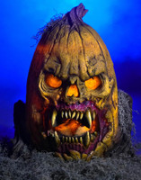 24" Life Size Grizzly Gourd Pumpkin Head Light-up Halloween Static Prop Decor