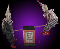 Life Size Animated See Saw Circus Clowns Haunted Playground Halloween Prop