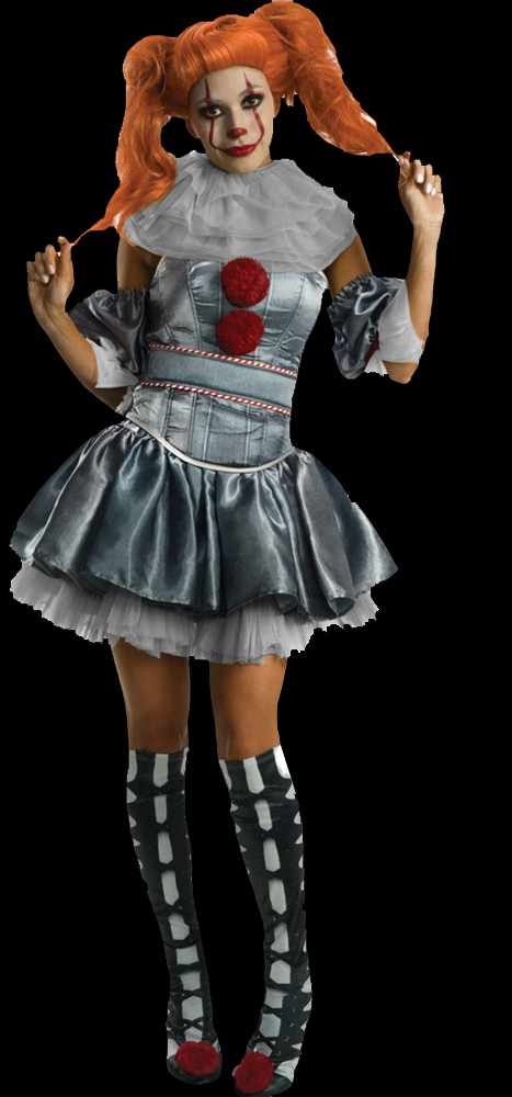 Women's Deluxe Pennywise IT Clown Halloween Costume Dress & Accessories -  The Holiday Store