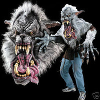 Huge Extreme Adult Werewolf Halloween Mask Wolf Midnight Howl  Costume Creature Reacher