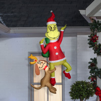 6' Airblown Hanging Grinch with Max Inflatable Christmas Dr Seuss Yard Decor Outdoor Decoration