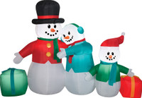6.5' wide Lighted Snowman Family Scene air blown airblown Inflatable Christmas Yard Decor Decoration