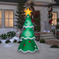 7 ft Metallic Christmas Tree Holiday Scene airblown Inflatable Yard Decor 