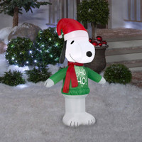 42" ft Snoopy Ho Ho Ho Santa airblown Inflatable Peanuts Christmas Yard Decor 