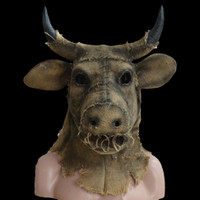 Creepy Ritual Burlap Scarecrow Bull Halloween Costume Adult Mask