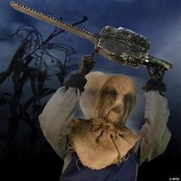 Animated Life Size Rusty Chainsaw Greeter Scarecrow Halloween Prop