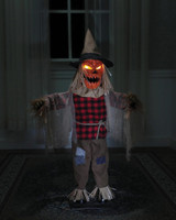 Animated 3' Twitching Pumpkin Head Scarecrow Halloween Prop
