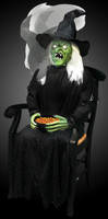 Animated Life Size Sitting Scare Surprise Wicked Witch Hag Halloween Prop