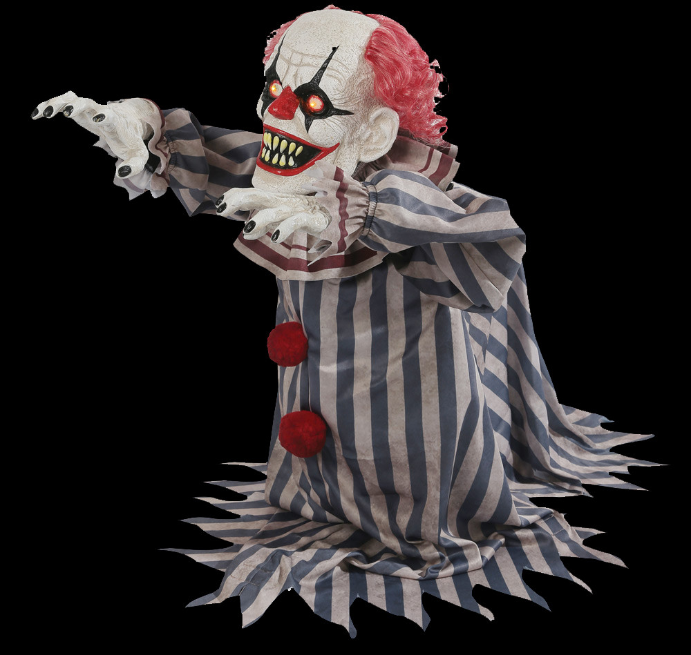 Animated Jumping Lunging Clown Haunted Creepy Phrases Halloween Prop - The  Holiday Store