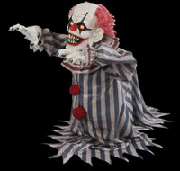 Animated Jumping Lunging Clown Haunted Creepy Phrases Halloween Prop