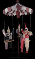 Animated Macabre Clown-Go-Round  Go Round 3 Clowns Haunted Circus Carnival Halloween Prop Decor