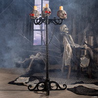 3-In-1 Skeleton Skull Chandelier LED Eyes Haunted House Halloween Prop
