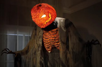 7' Life Size Animated Scorched Scarecrow Flamelight Jack O' Lantern Head Halloween Prop Decor
