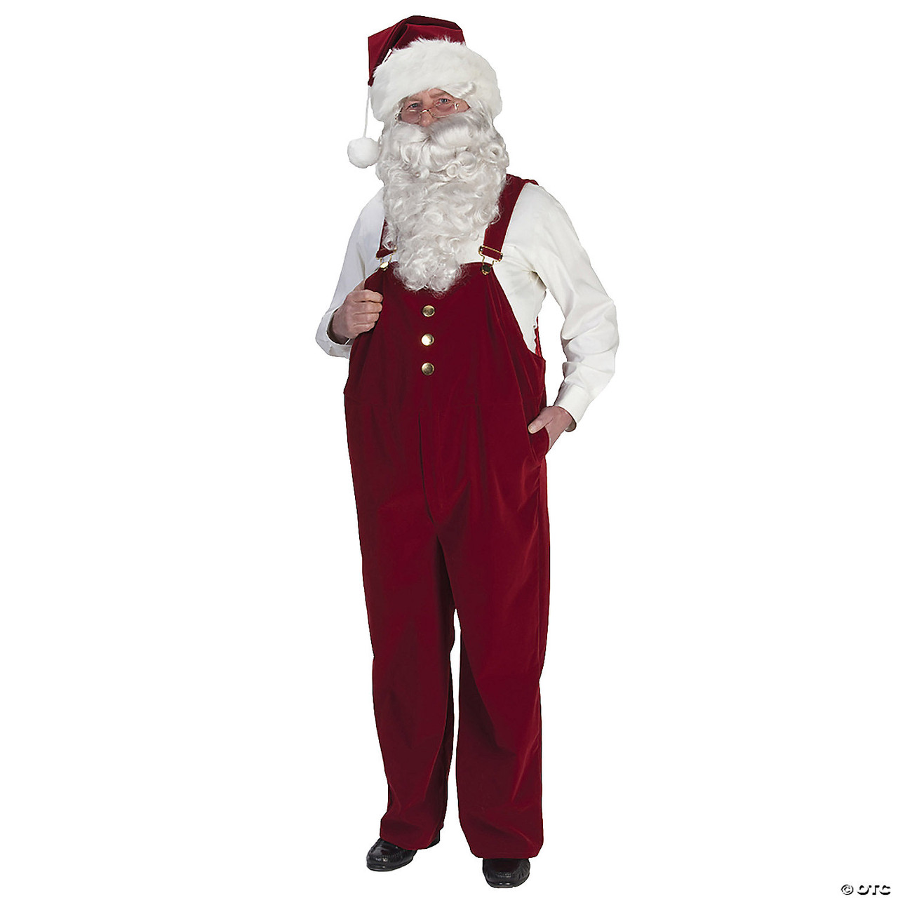 Adult Santa Claus Bib Jumpsuit Overalls Loose Saint Nick Suit Christmas ...