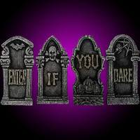 16.5" 4 pc. Enter If You Dare Graveyard Cemetery Halloween Tombstones Headstone Decor Prop