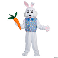 Adult Easter Bunny Rabbit Mascot Head & Costume Reversible Vest & Bow Tie Bowtie