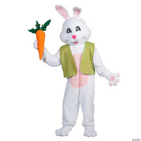 Men's Easter Bunny Rabbit Mascot Head & Costume Reversible Vest & Carrot