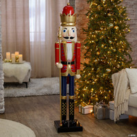 5 ft. tall Giant Classic Red Wood Holiday Nutcracker with Scepter Christmas Decor Decoration Prop