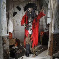 Life Size 6 ft. Animated Plastic Skeleton Pirate Halloween Prop Decoration